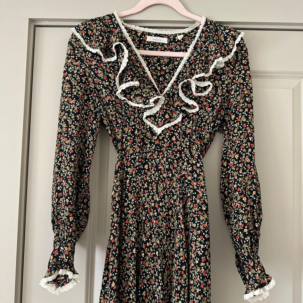 Doen NWOT Eugenie Black Floral Dress - Size XS - Picture 4 of 10